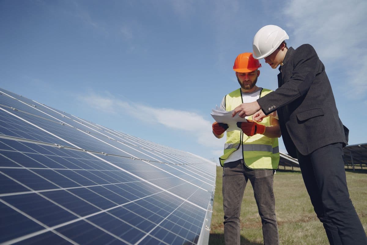 SQC engineers inspecting a solar installation